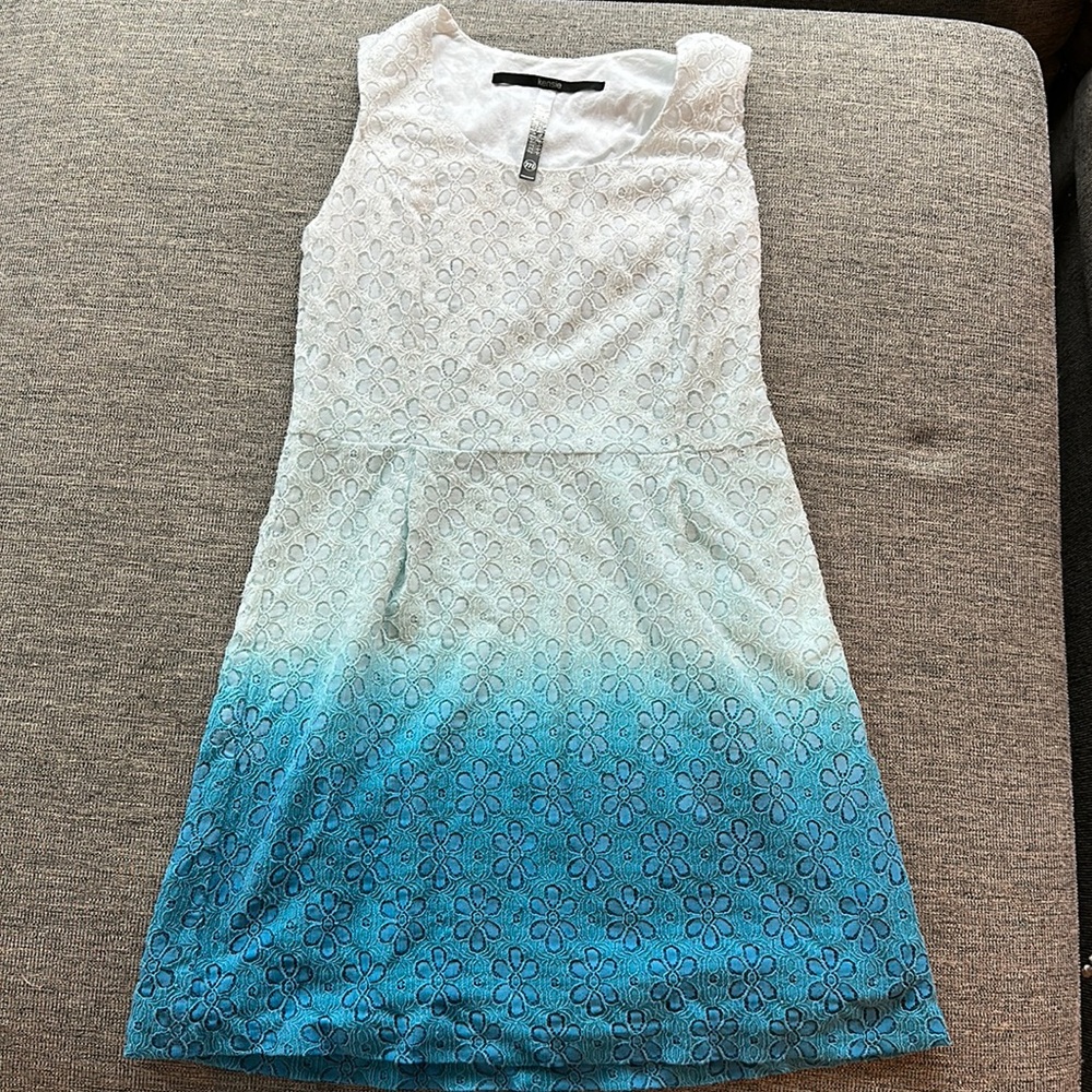 Blue ombré floral lace dress